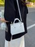 Crocodile Embossed Double Handle Square Bag