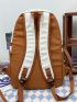 Two Tone Letter Embroidered Functional Backpack