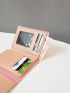 Cow Print Letter Patch Small Wallet, Multi-card Slot Tri-fold Card Holder