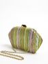Striped Pattern Satin Box Bag
