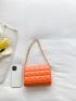 Mini Neon Orange Quilted Chain Flap Square Bag