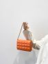 Mini Neon Orange Quilted Chain Flap Square Bag