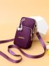 Letter Decor Earphone Hole Detail Phone Wallet