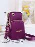 Letter Decor Earphone Hole Detail Phone Wallet
