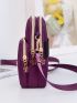 Letter Decor Earphone Hole Detail Phone Wallet