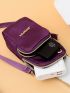 Letter Decor Earphone Hole Detail Phone Wallet