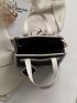 Quilted Letter Graphic Contrast Binding Square Bag