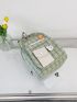 Plaid Flap Pocket Functional Backpack With Bag Charm