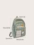 Plaid Flap Pocket Functional Backpack With Bag Charm