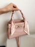 Mini Crocodile Embossed Twilly Scarf Decor Square Bag
