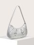 Metallic Studded Decor Hobo Bag