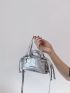 Mini Letter Graphic Drawstring Design Bucket Bag