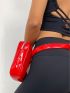 Mini Neon Red Artificial Patent Leather Belt Bag