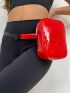 Mini Neon Red Artificial Patent Leather Belt Bag