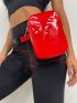 Mini Neon Red Artificial Patent Leather Belt Bag