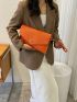 Neon Orange Metal Detail Embossed Flap Square Bag With Wristlet