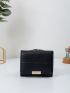 Plaid Embossed Metal Detail Small Wallet