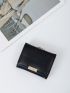 Plaid Embossed Metal Detail Small Wallet
