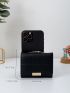 Plaid Embossed Metal Detail Small Wallet