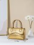Mini Metallic Snakeskin Embossed Chain Flap Square Bag