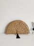 Braided Detail Tassel Decor Straw Bag