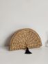 Braided Detail Tassel Decor Straw Bag