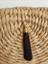 Braided Detail Tassel Decor Straw Bag