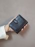 Crocodile Embossed Clover Decor Small Wallet