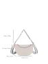 Mini Litchi Embossed Faux Pearl & Chain Decor Waist Bag