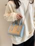 Mini Two Tone Chain Straw Bag