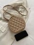 Mini Argyle Quilted Top Handle Circle Bag