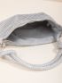 Allover Rhinestone Decor Knot Detail Glitter Trendy Party Evening Bag