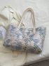 Floral Print Shoulder Tote Bag