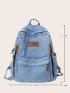 Letter Patch Decor Classic Backpack Medium For School