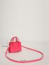 Mini Neon Pink Crocodile Embossed Square Bag