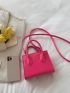 Mini Neon Pink Crocodile Embossed Square Bag