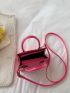 Mini Neon Pink Crocodile Embossed Square Bag