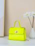 Mini Neon Yellow Snakeskin Embossed Flap Square Bag