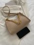 Crocodile Embossed Chain Felt Baguette Bag