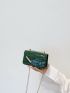 Mini Square Bag Crocodile Embossed Metal Decor For Daily