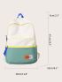 Color Block Letter Patch Decor Functional Backpack