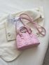 Heart Textured Double Handle Dome Bag