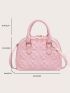Heart Textured Double Handle Dome Bag