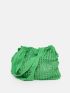 Minimalist Green Crochet Bag Hollow Out For Shopping