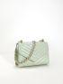 Mini Chevron Quilted Chain Flap Square Bag