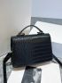 Crocodile Embossed Top Handle Flap Square Bag