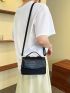 Crocodile Embossed Top Handle Flap Square Bag