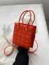 Mini Neon Orange Plaid Embossed Square Bag