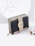 Colorblock Buckle Design Small Wallet
