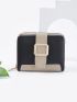Colorblock Buckle Design Small Wallet